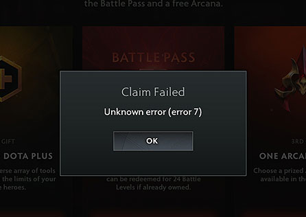 Fix Dota 2 Claim Failed (Error 7) Error